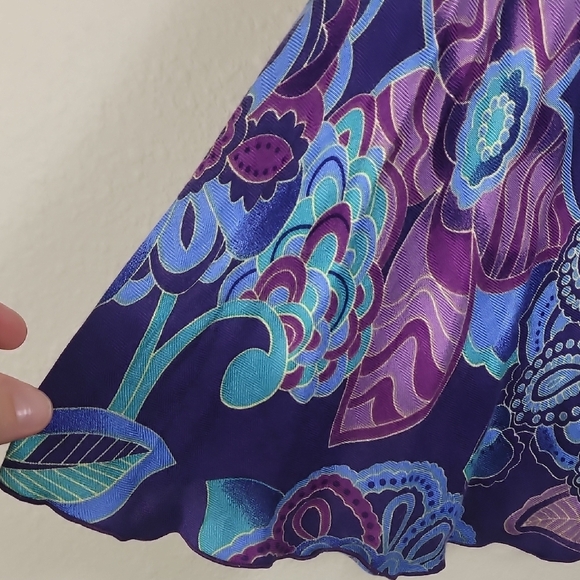 Vintage Y2K Margarita Flowy Floral Dress Size M Blue Purple Boho Fairy Asymm - Picture 4 of 10